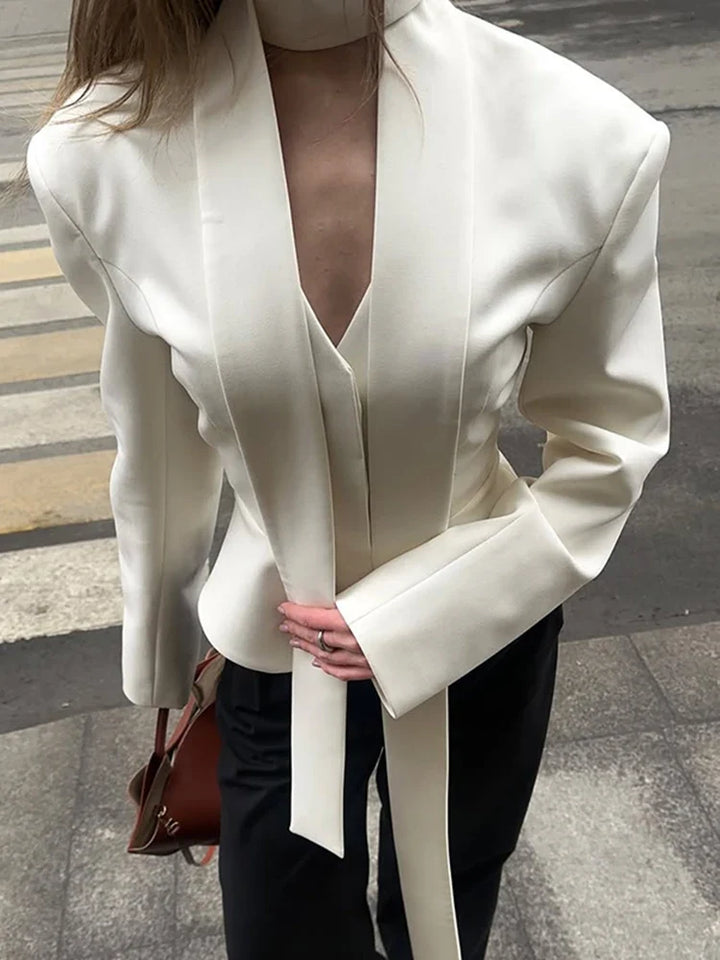 Women's Scarf-Neck Button-Front Blazer