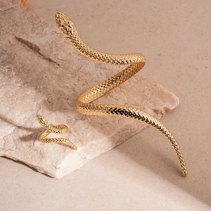 Women's Sculpted Serpent Cuff and Ring Set