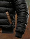 Women's Fleece Lined Hooded Puffer Jacket in Black