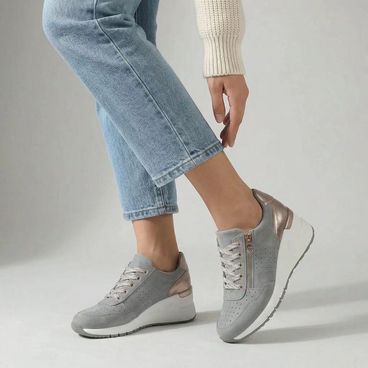 Women's Side-Zip Lace-Up Walking Trainers