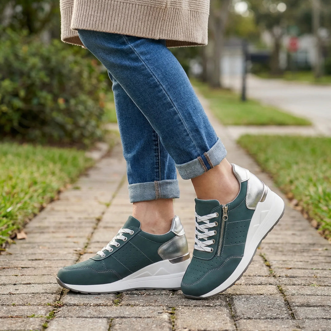 Women's Side-Zip Lace-Up Walking Trainers