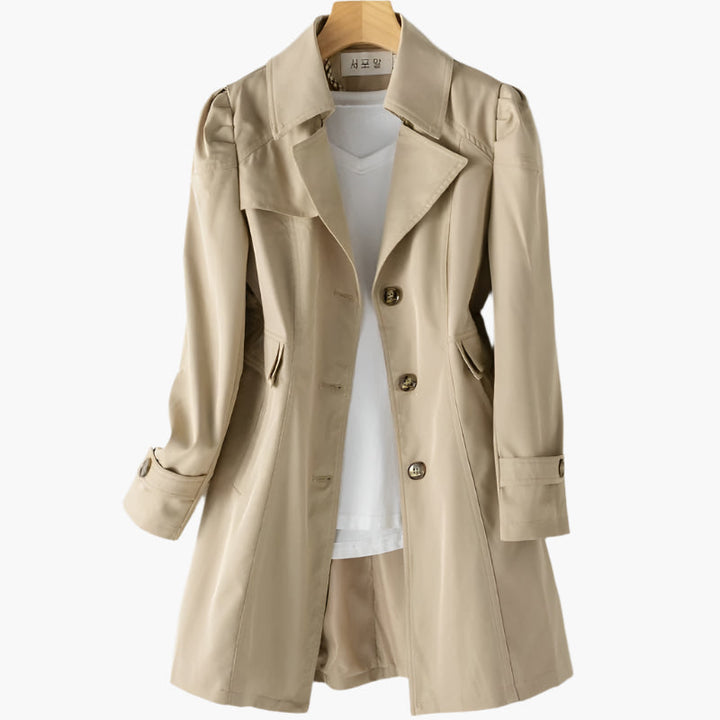 Women's Single-Breasted Button-Front Trench Coat