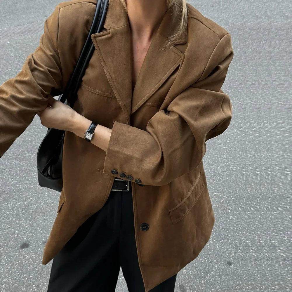 Women's Single-Breasted Notched Lapel Blazer