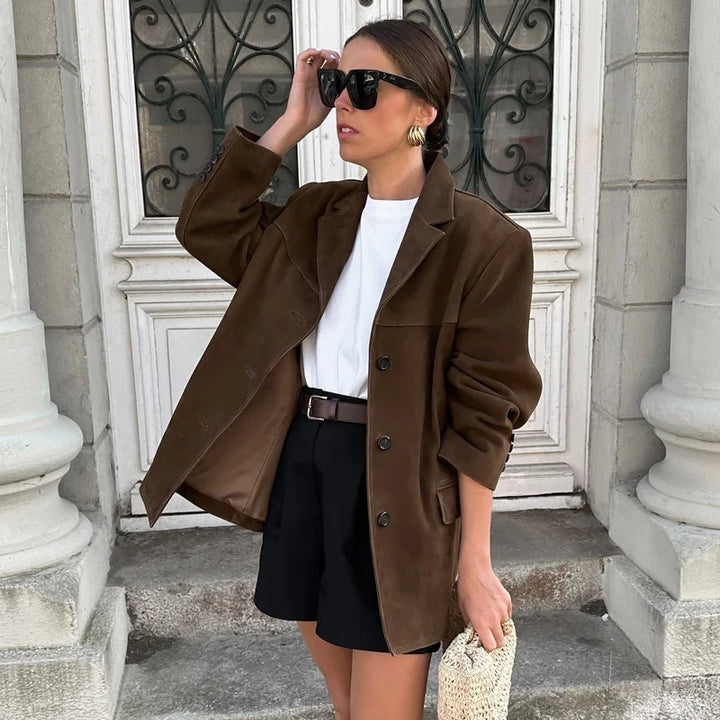 Women's Single-Breasted Notched Lapel Blazer