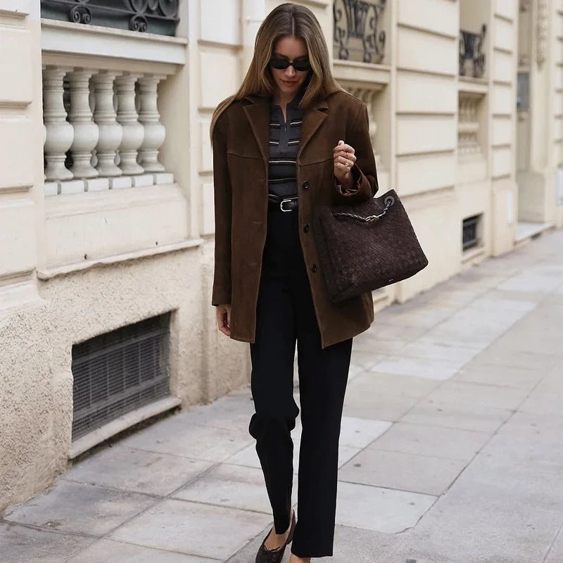 Women's Single-Breasted Notched Lapel Blazer