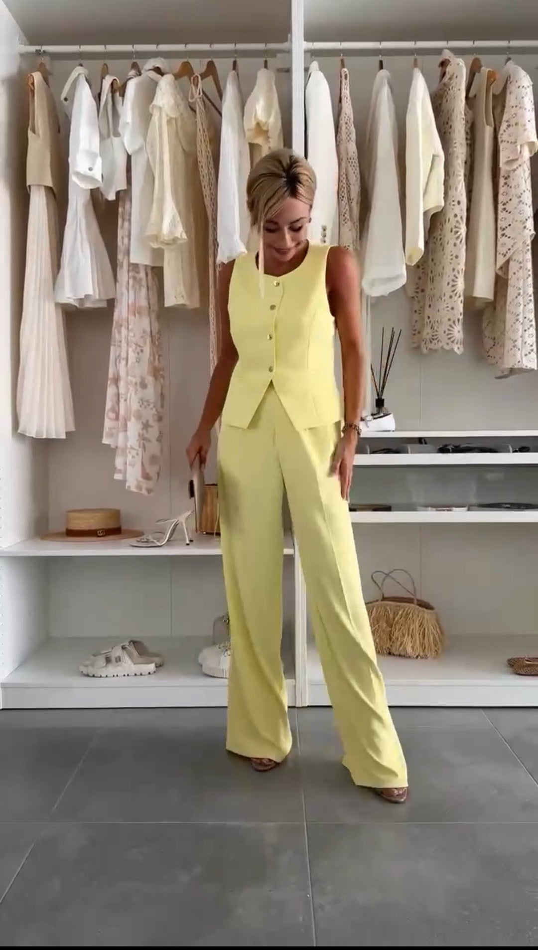Women's Sleeveless Vest & Wide-Leg Trousers Set