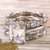 Women's Emerald Cut Crystal Ring with Pave Band
