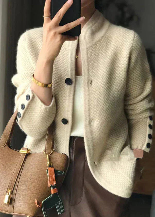 Women's Stand Collar Button-Front Longline Cardigan