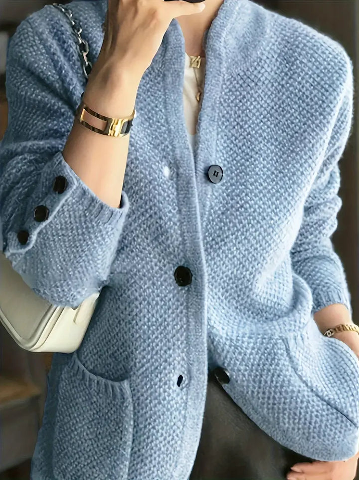 Women's Stand Collar Button-Front Longline Cardigan