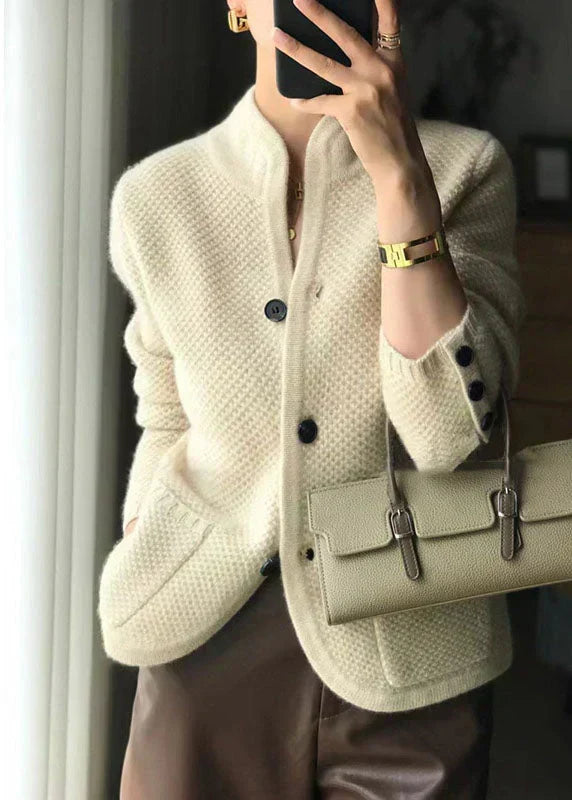 Women's Stand Collar Button-Front Longline Cardigan