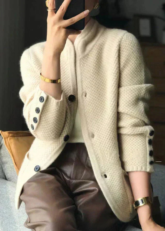 Women's Stand Collar Button-Front Longline Cardigan