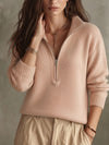 Women's Stand Collar Half-Zip Sweater