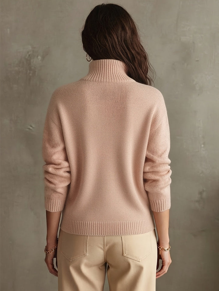 Women's Stand Collar Half-Zip Sweater