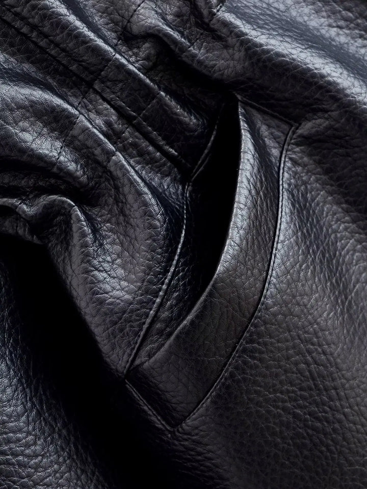 Women's Stand Collar Leather-Look Jacket