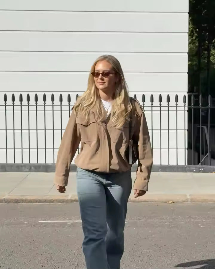 Women's Stand Collar Zip-Front Jacket