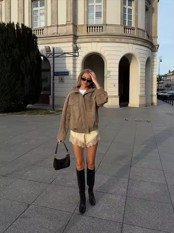 Women's Stand Collar Zip-Front Jacket