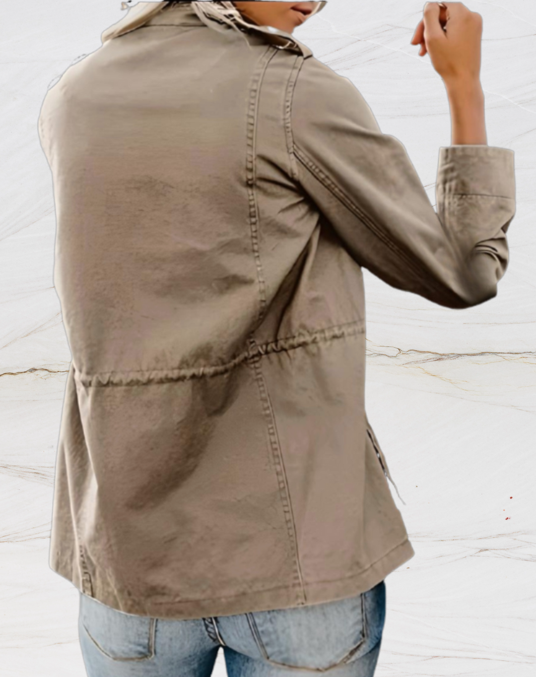 Women's Stand Collar Zip-Front Utility Jacket