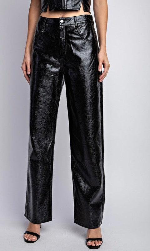 Women's Straight-Leg Faux Leather Trousers