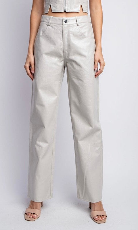 Women's Straight-Leg Faux Leather Trousers