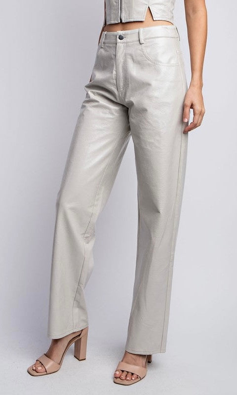 Women's Straight-Leg Faux Leather Trousers