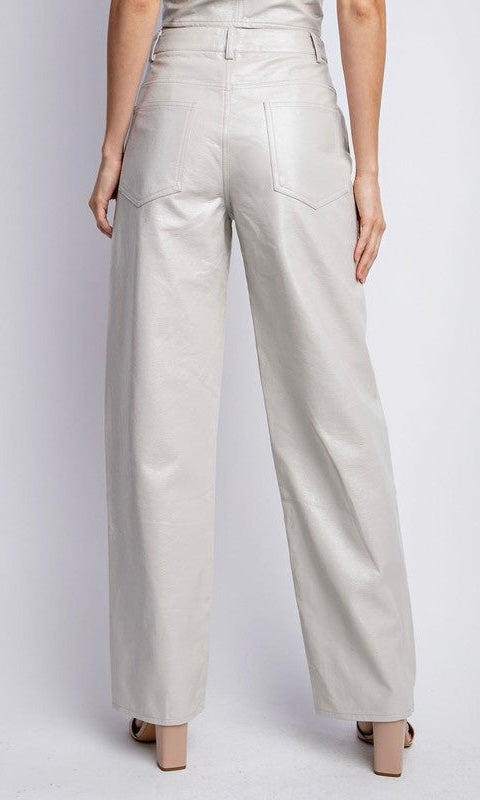 Women's Straight-Leg Faux Leather Trousers