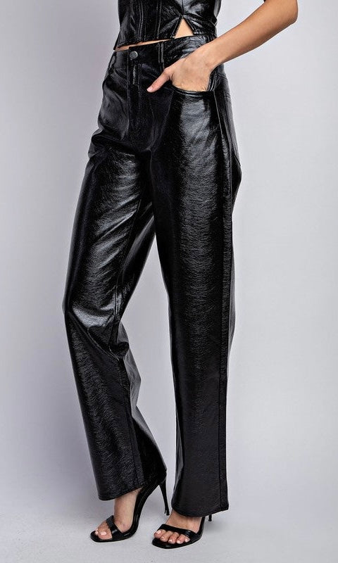 Women's Straight-Leg Faux Leather Trousers