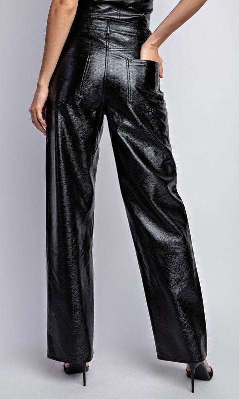 Women's Straight-Leg Faux Leather Trousers