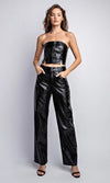 Women's Straight-Leg Faux Leather Trousers