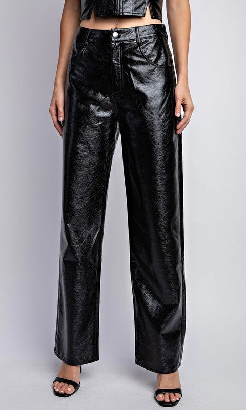 Women's Straight-Leg Faux Leather Trousers