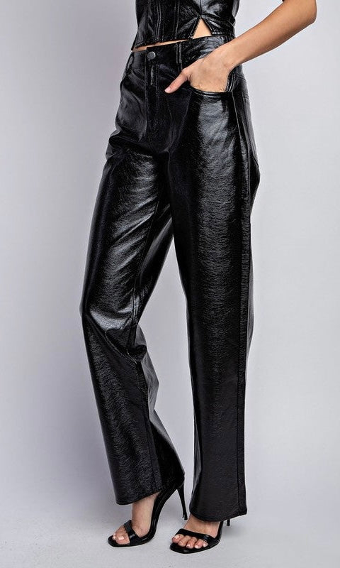 Women's Straight-Leg Faux Leather Trousers