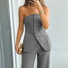 Women's Strapless Button-Front Two-Piece Set