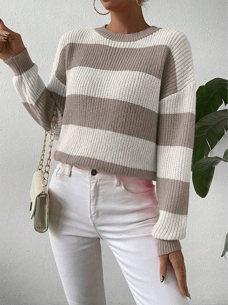 Women's Striped Crew Neck Knit Jumper