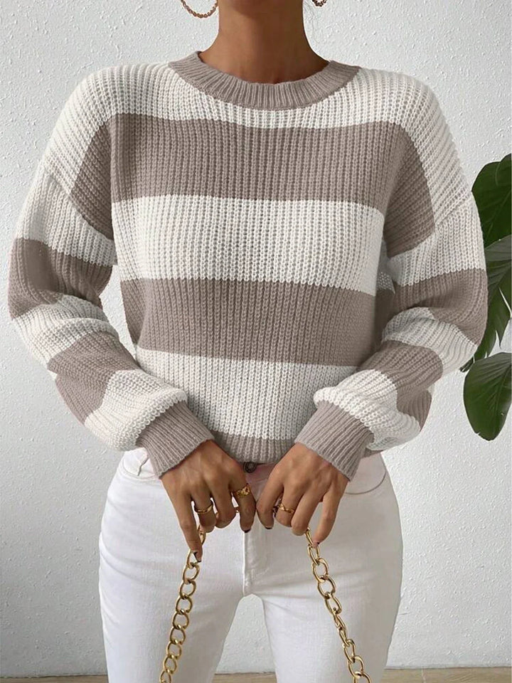 Women's Striped Crew Neck Knit Jumper