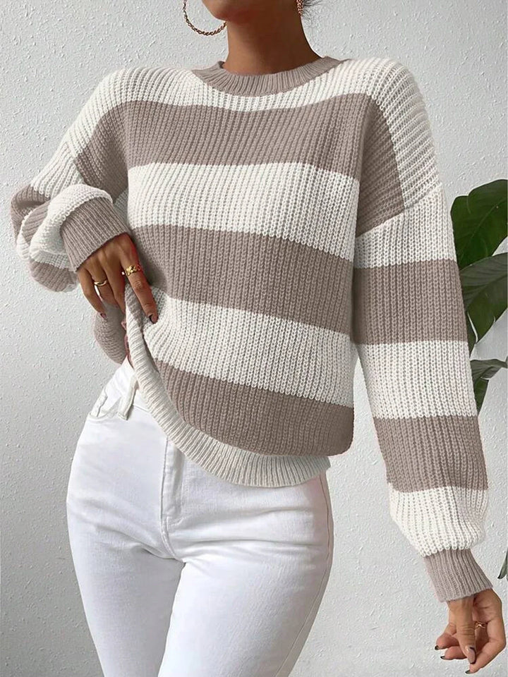Women's Striped Crew Neck Knit Jumper