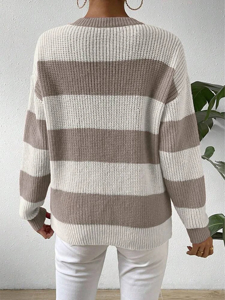 Women's Striped Crew Neck Knit Jumper