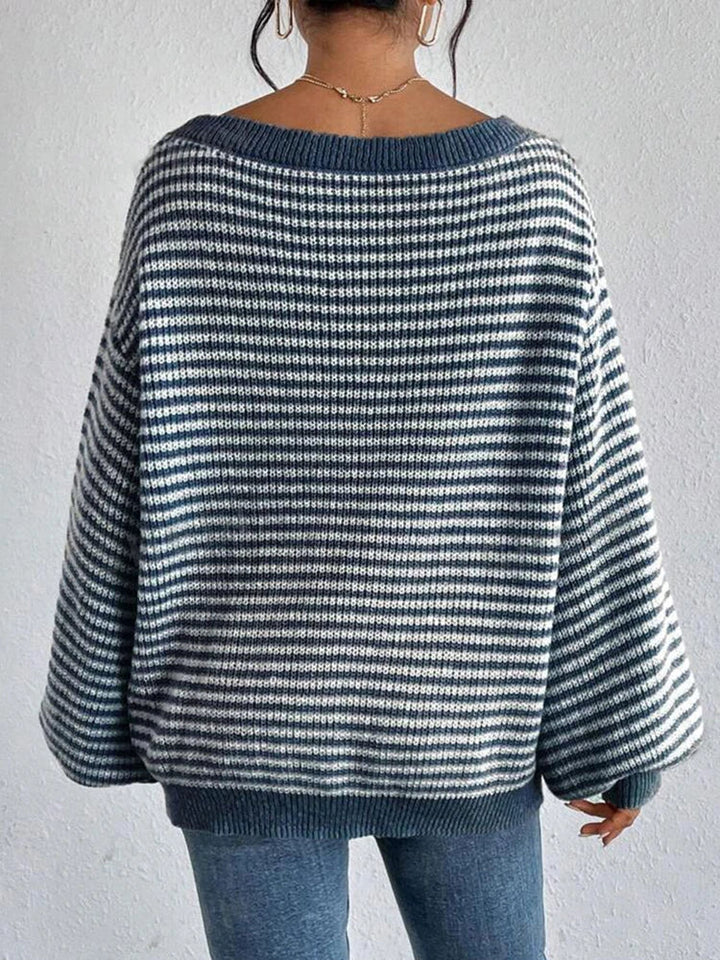 Women's Striped Crew Neck Knit Sweater