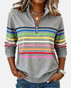 Women's Striped Long-Sleeve Quarter-Zip Sweatshirt