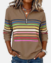 Women's Striped Long-Sleeve Quarter-Zip Sweatshirt