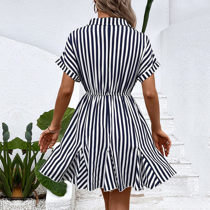 Women's Striped Wrap Dress with Pockets
