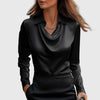 Women's Cowl Neck Long-Sleeve Collared Office Blouse