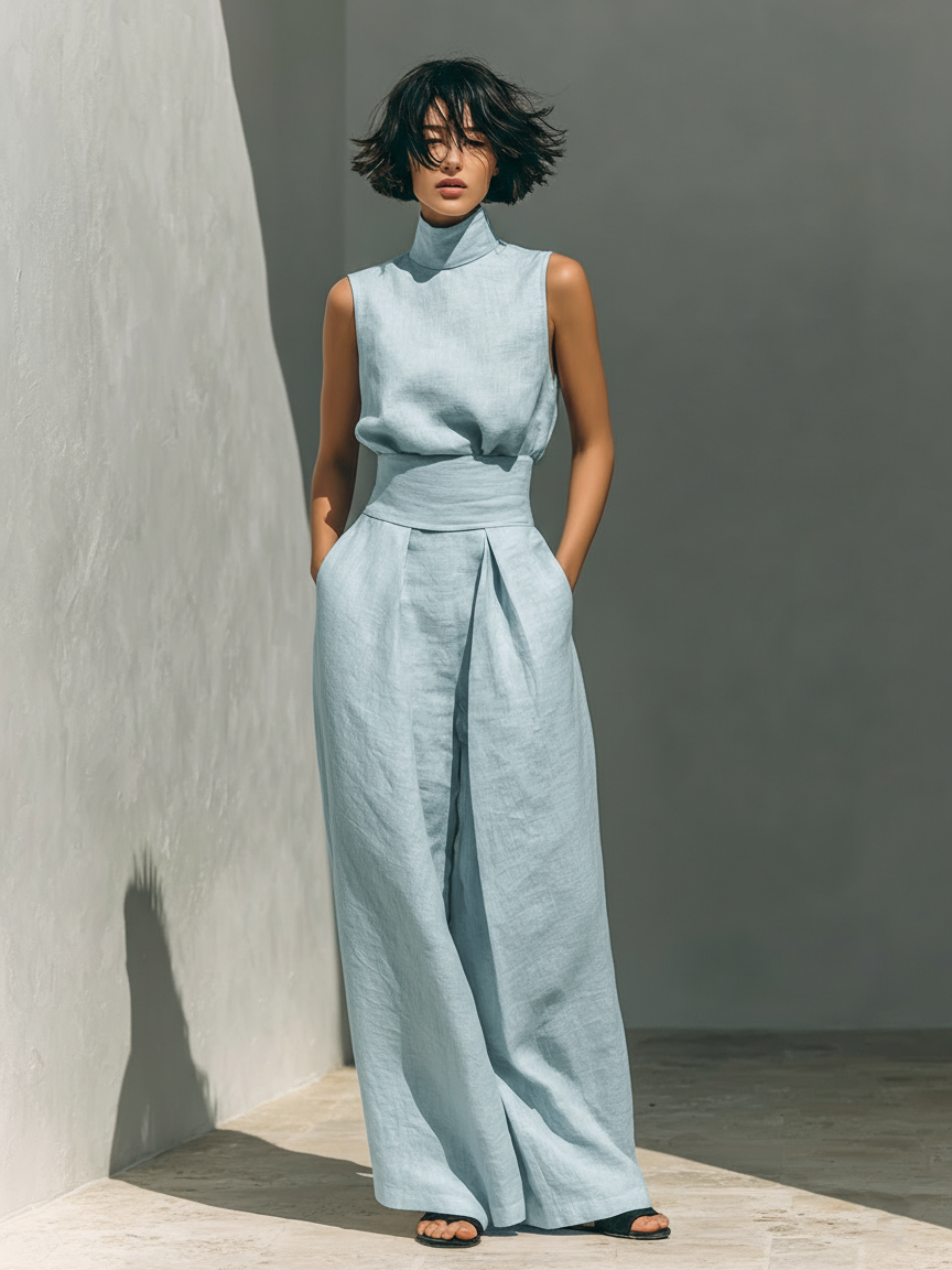 Women's Tank Top and Wide-Leg Trouser Set