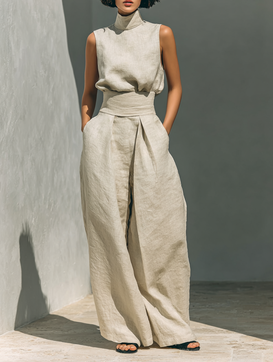 Women's Tank Top and Wide-Leg Trouser Set
