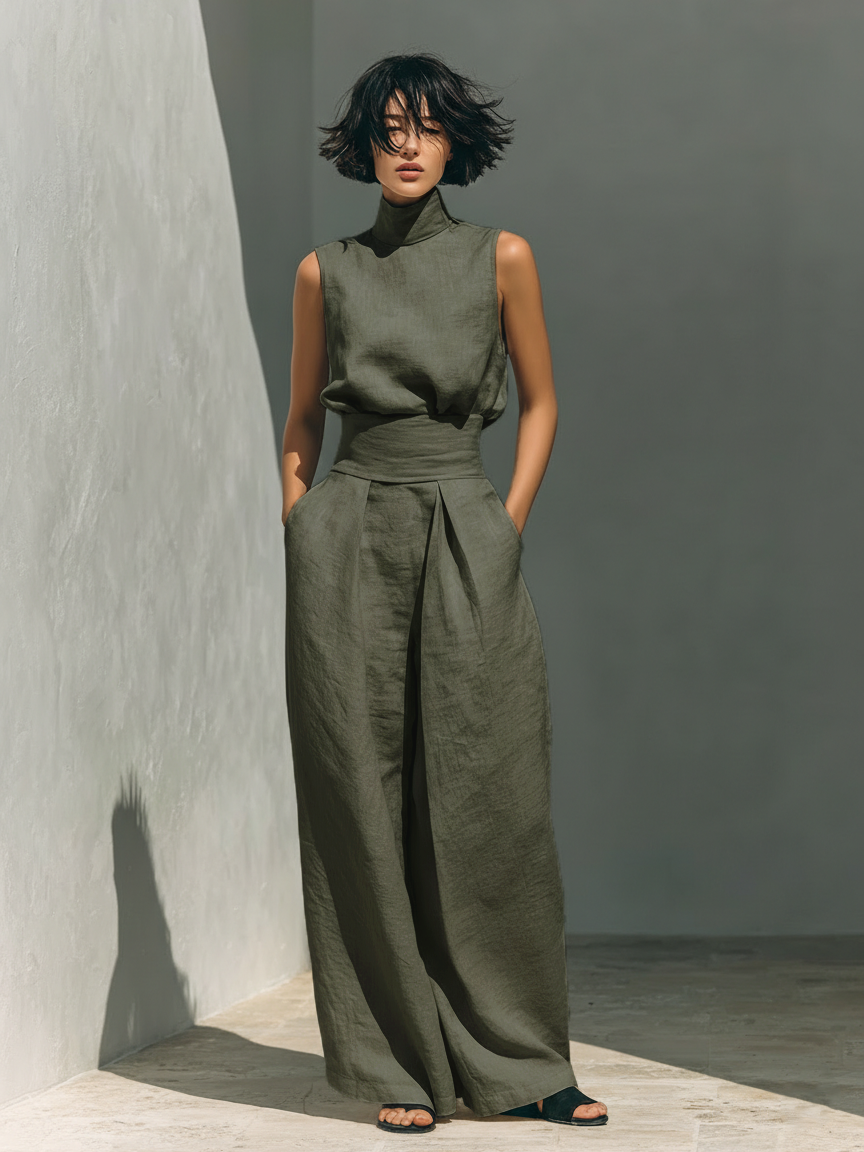 Women's Tank Top and Wide-Leg Trouser Set