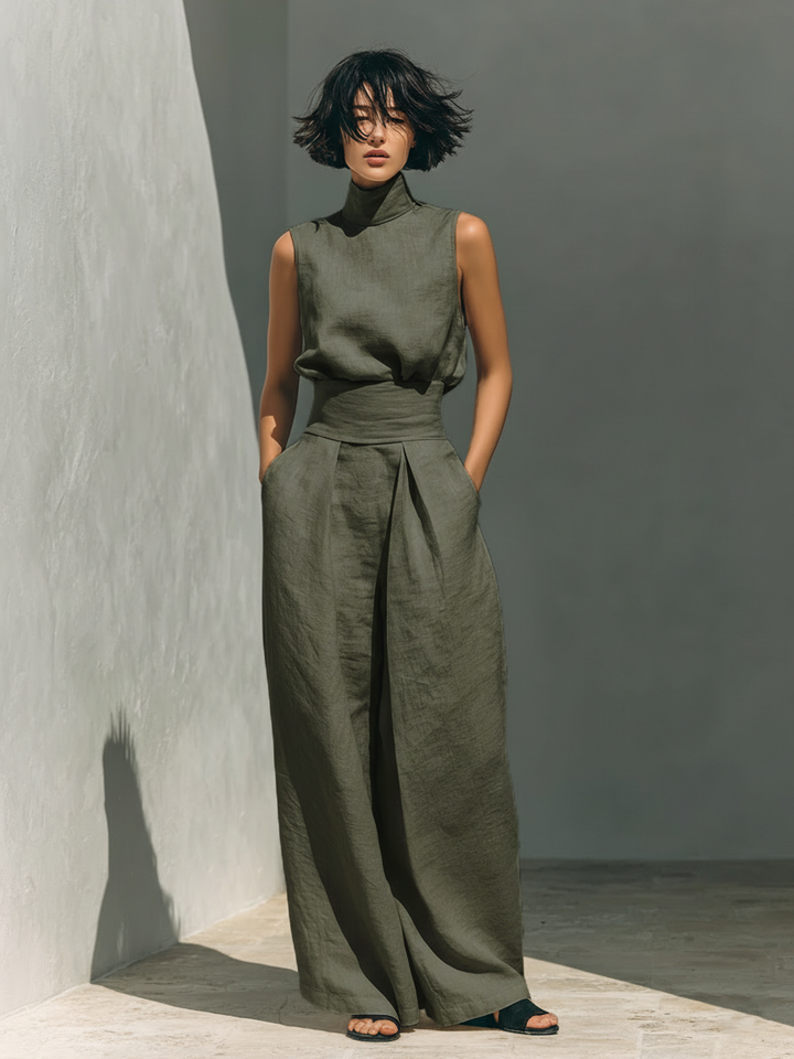 Women's Tank Top and Wide-Leg Trouser Set