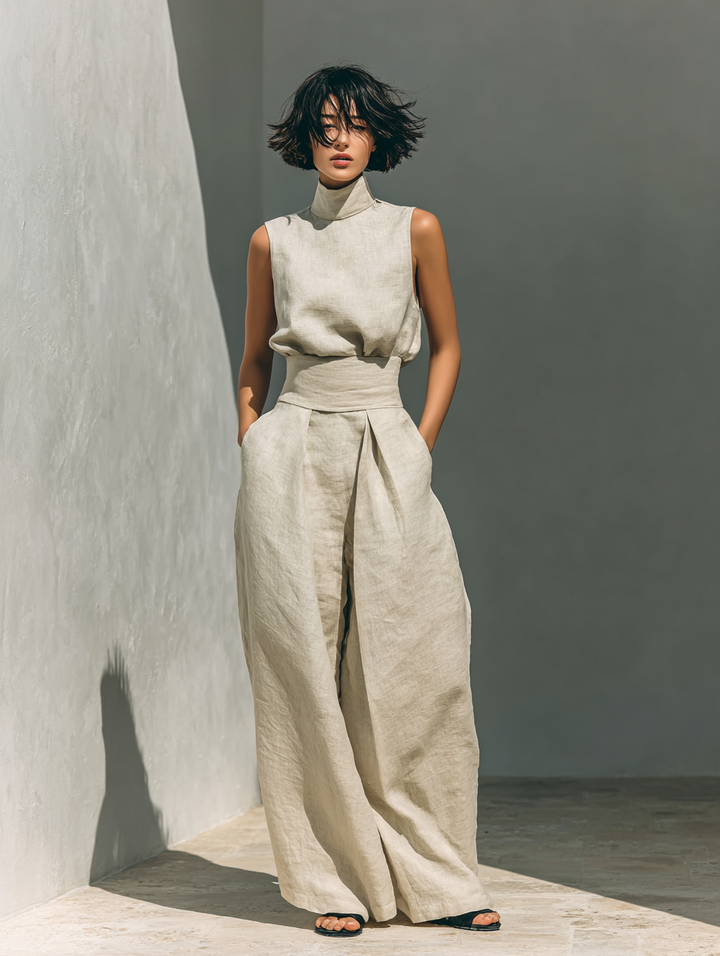 Women's Tank Top and Wide-Leg Trouser Set