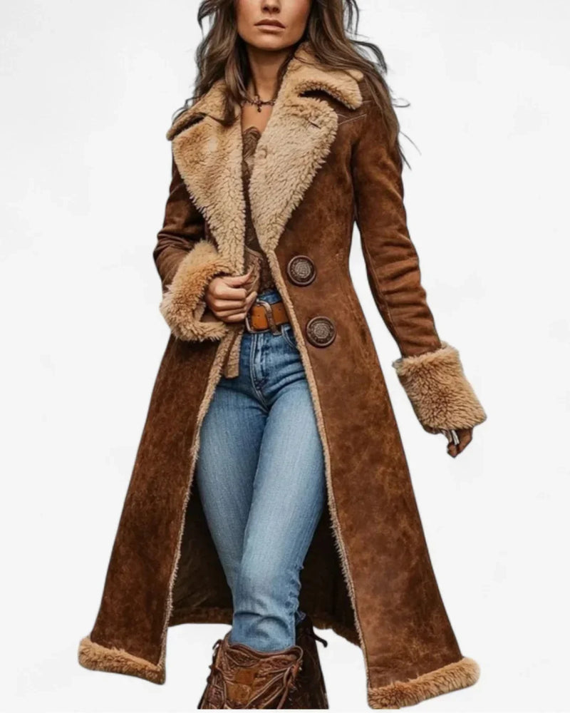 Women's Textured-Trim Long-Sleeve Coat