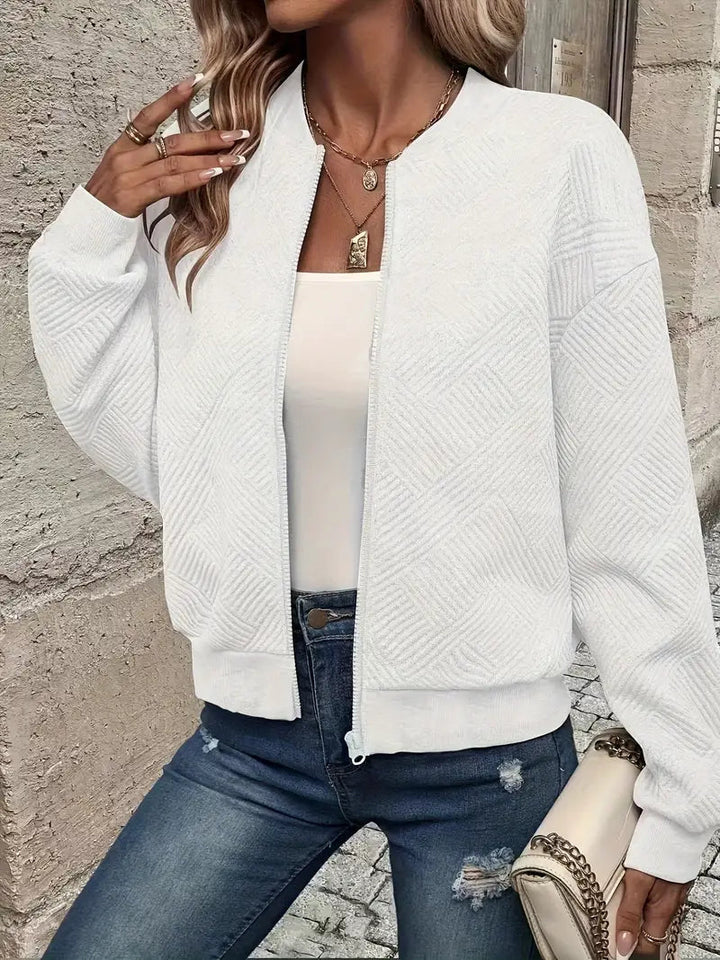 Women's Textured Zip-Front Knit Cardigan