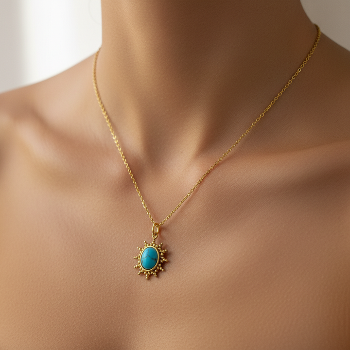 Women's Turquoise Teardrop Pendant Necklace