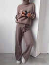 Women's Turtleneck Knit Wide-Leg Lounge Set