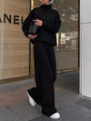 Women's Turtleneck Knit Wide-Leg Lounge Set